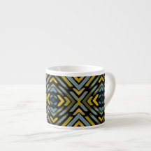 Espresso Cup Blue Gold Black Tire Tread Pattern