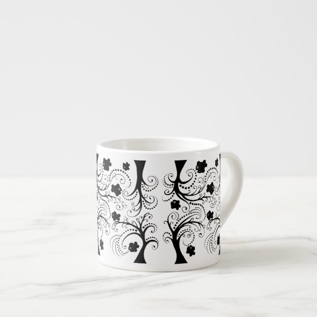 Espresso cup with little whimsical black fishes (Front Right)