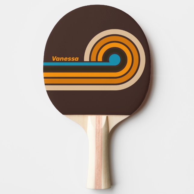 Espresso Drift Curl Stripes with Name Ping Pong Paddle (Front)
