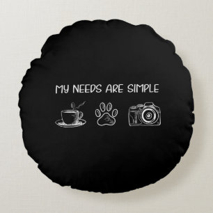 Espresso Dslr Australian Shepherd Bulldog Photogra Round Cushion