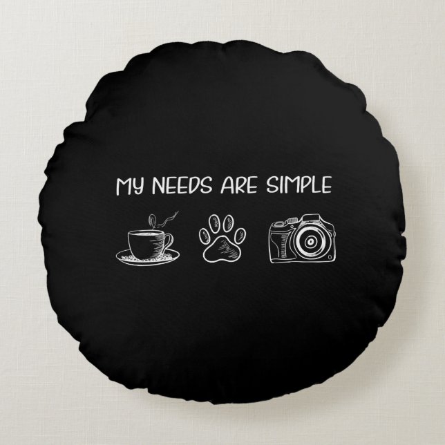 Espresso Dslr Australian Shepherd Bulldog Photogra Round Cushion (Front)