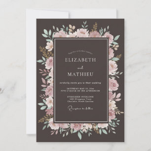 Espresso Elegant Autumnal Wedding Invitation