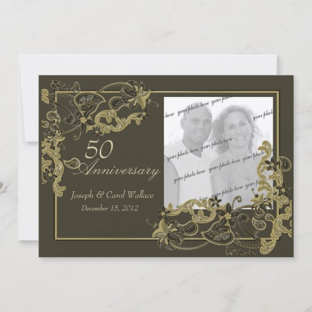 Espresso Gold Photo Invitation (Front)