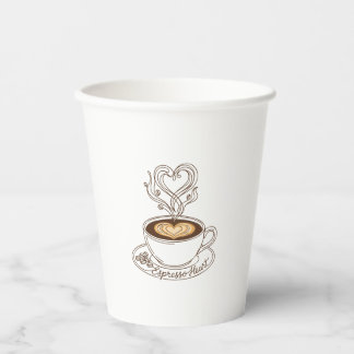 Espresso Heart Elegant – Coffee Lover’s Latte Art Paper Cups