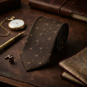 Espresso Herringbone Pheasant Scatter Tie