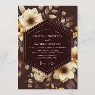 Espresso Ivory Baroque Wedding Invitation