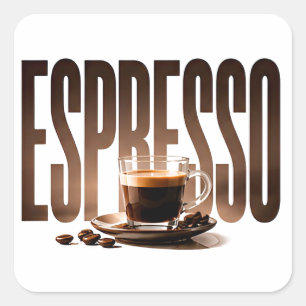 Espresso Luxury Coffee Editorial Graphic Square Sticker