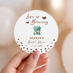 Espresso Machine Love is Brewing Bridal Shower Classic Round Sticker