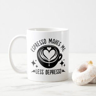 Espresso Makes Me Less Depresso Coffee Addict Cool Coffee Mug
