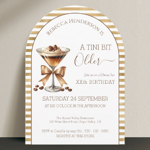 Espresso martini 'A tini bit Older' gold birthday Invitation