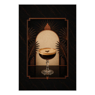 Espresso Martini Art Deco Poster   Printable Coffe