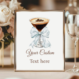 Espresso Martini Blue Coquette Bow Custom Sign