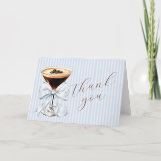 Espresso Martini Blue Coquette Bow Thank You Card