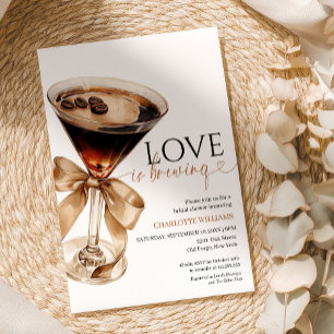 Espresso Martini Bow Love Is Brewing Bridal Shower Invitation