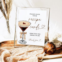 Espresso Martini Bridal Recipe Cards Sign, Recipe 
