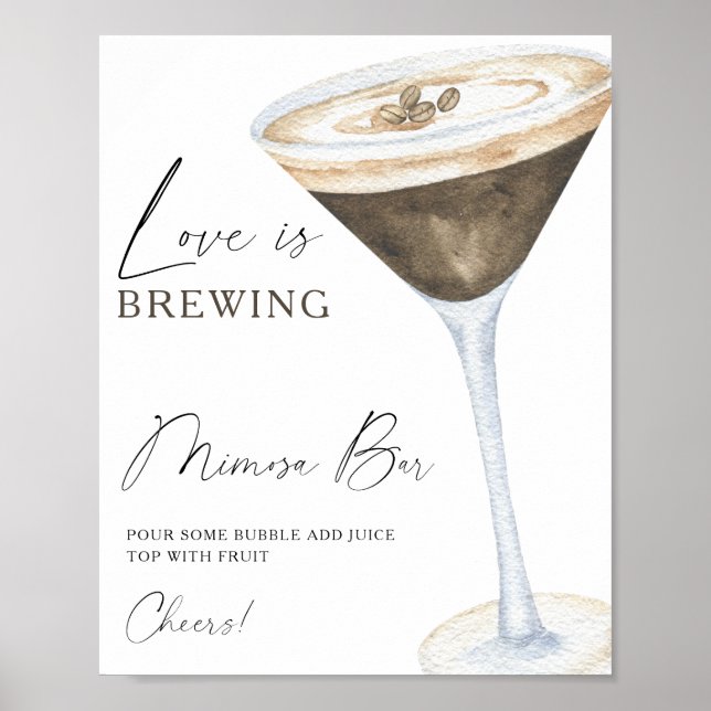Espresso Martini Bridal shower Mimosa bar Poster (Front)