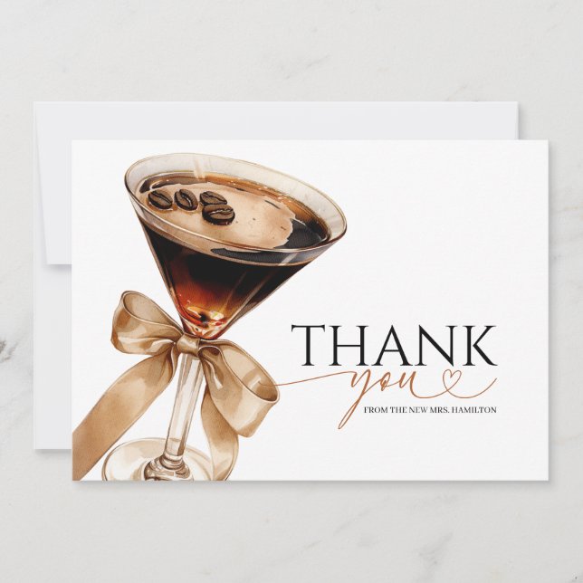Espresso Martini Bridal Shower Thank You Invitation (Front)