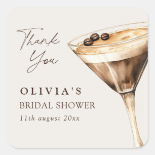 Espresso Martini Bridal Shower Thank You Square Sticker