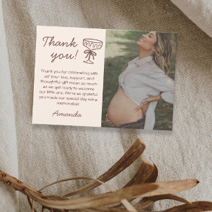 Espresso Martini Brown Baby Shower Photo Thank You Card