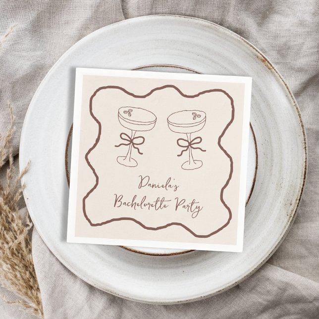 Espresso Martini Brown Hand Drawn Bachelorette Napkin (Espresso Martini Brown Hand Drawn Bachelorette Napkins)