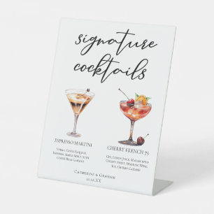 Espresso Martini Cherry French 75 Cocktails Menu Pedestal Sign