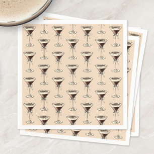 Espresso Martini Cocktail Pattern Brown Birthday Napkin