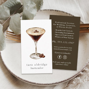 Espresso Martini Cocktail Professional Bartender Business Card