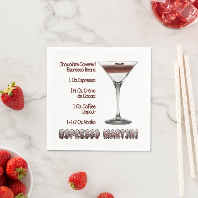 Espresso Martini Cocktail Recipe Art Napkin (Insitu)