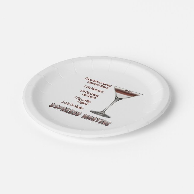 Espresso Martini Cocktail Recipe Art Paper Plate (Angled)