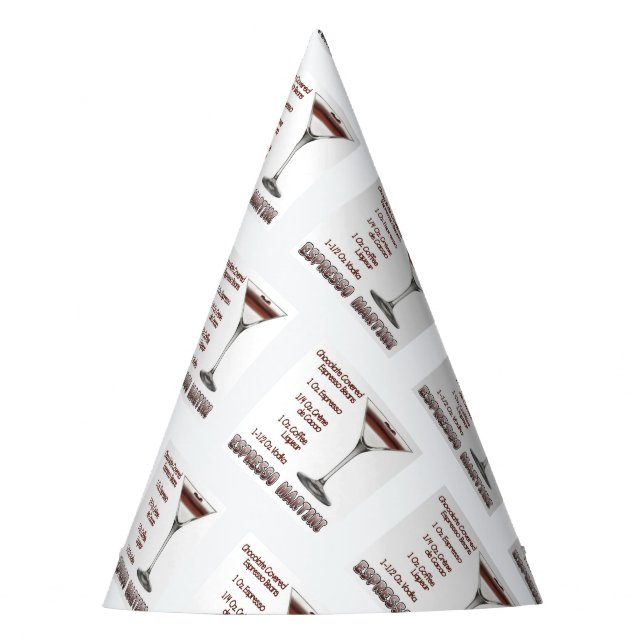 Espresso Martini Cocktail Recipe Art Party Hat (Front)