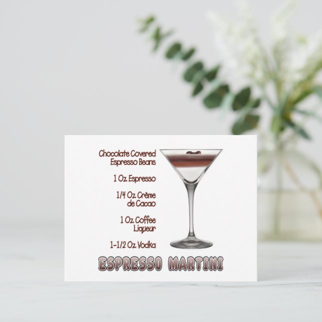 Espresso Martini Cocktail Recipe Art Postcard (Standing Front)