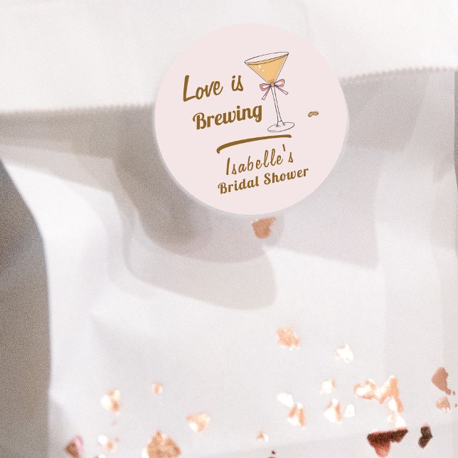 Espresso Martini Coffee Modern  Bridal Shower  Classic Round Sticker (Creator Uploaded)