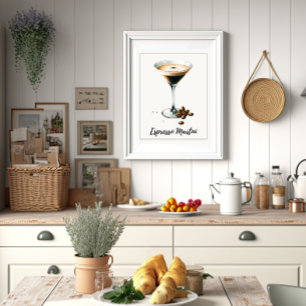 Espresso Martini Elegant Cocktail Art Print Bar