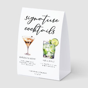 Espresso Martini Gin & Tonic Cocktail Wedding Menu
