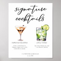 Espresso Martini Gin & Tonic Cocktail Wedding Menu
