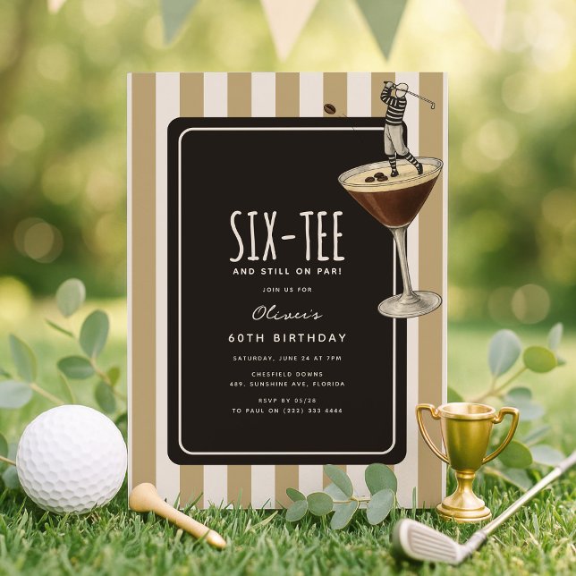 Espresso Martini Golf Themed 60th Birthday Invitation (Creator Uploaded)
