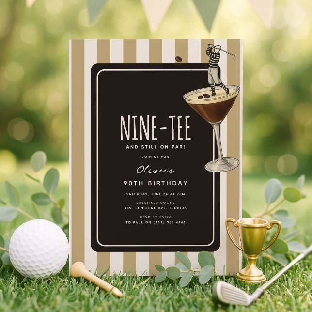 Espresso Martini Golf Themed 90th Birthday Invitation (Creator Uploaded)