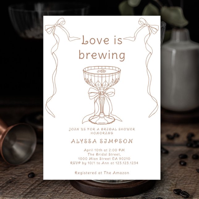 Espresso Martini Hand Drawn Bridal Shower Invitation (Creator Uploaded)