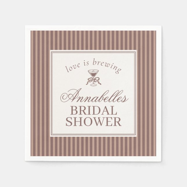 Espresso Martini Love Brewing Coffee Bridal Shower Napkin (Front)