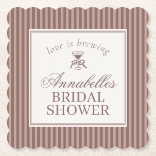 Espresso Martini Love Brewing Coffee Bridal Shower Paper Coaster