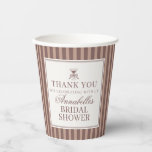 Espresso Martini Love Brewing Coffee Bridal Shower Paper Cups<br><div class="desc">Love is Brewing! Sip, celebrate, and settle into timeless sophistication with our Espresso Martini Social Club party collection. Designed for weddings with an old-money aesthetic, this set features classic mocha brown stripes paired with soft beige accents for a look that feels effortlessly elegant and quietly refined. Inspired by vintage cocktail...</div>