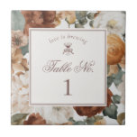 Espresso Martini Love Brewing Wedding Table Number Tile<br><div class="desc">Love is Brewing! Sip, celebrate, and settle into timeless sophistication with our Espresso Martini Social Club party collection. Designed for weddings with an old-money aesthetic, this set features classic mocha brown stripes paired with soft beige accents for a look that feels effortlessly elegant and quietly refined. Inspired by vintage cocktail...</div>