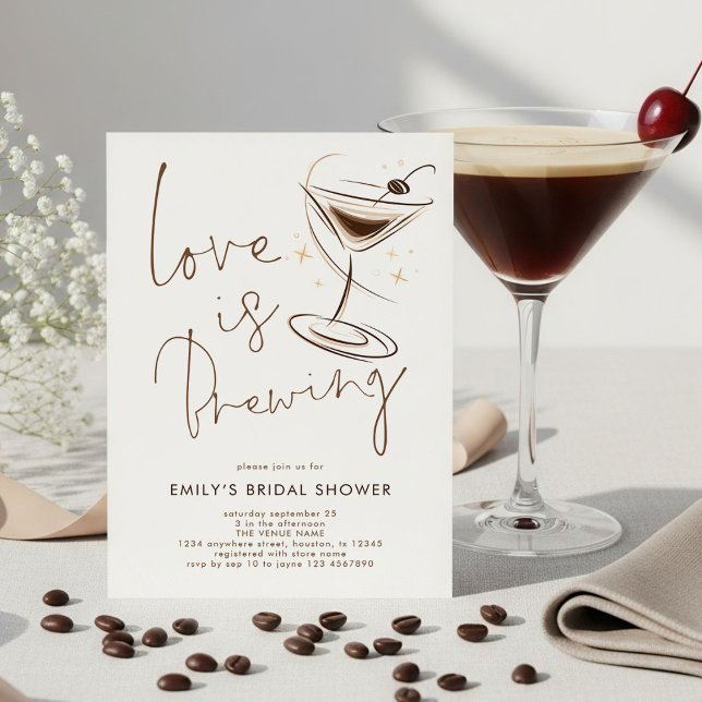 Espresso Martini Love is Brewing Bridal Shower Invitation (Creator Uploaded)