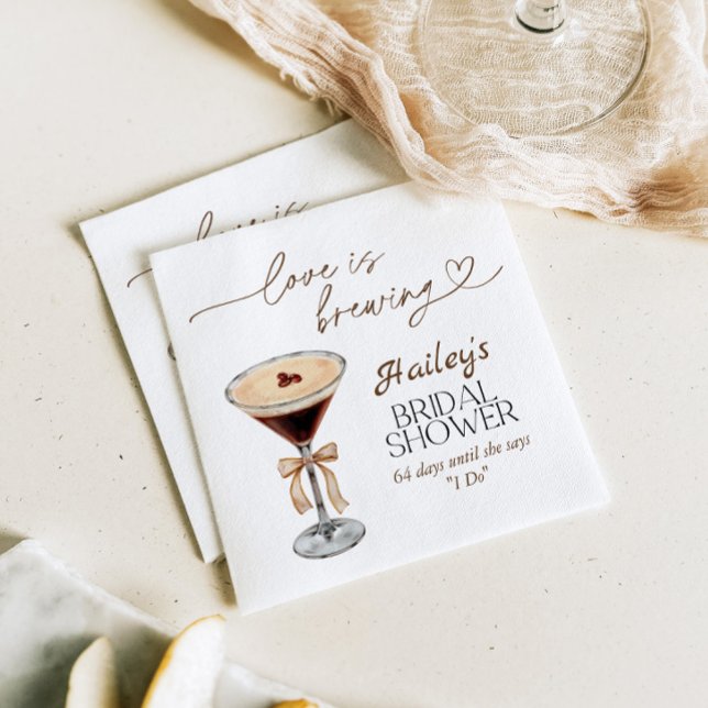 Espresso Martini Love Is Brewing Bridal Shower  Napkin (Creator Uploaded)