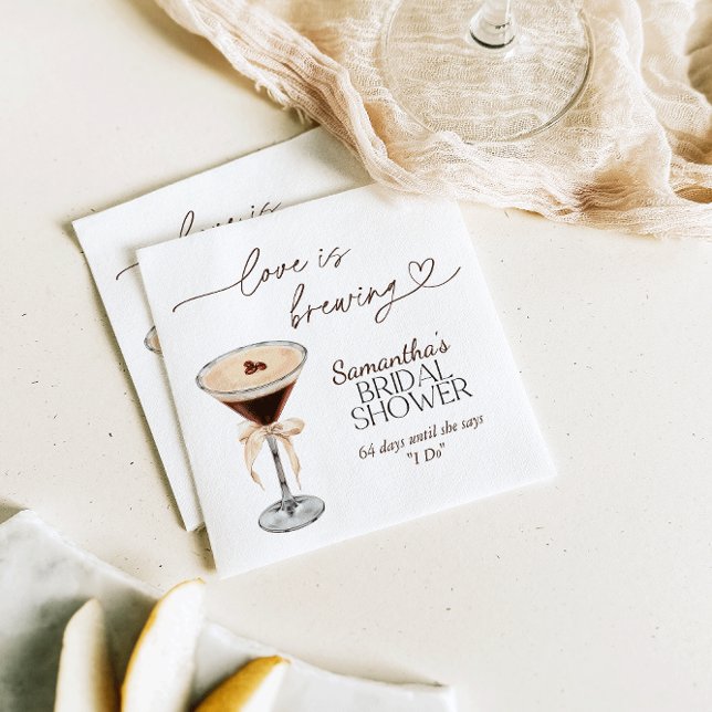 Espresso Martini Love Is Brewing Bridal Shower  Napkin (Creator Uploaded)