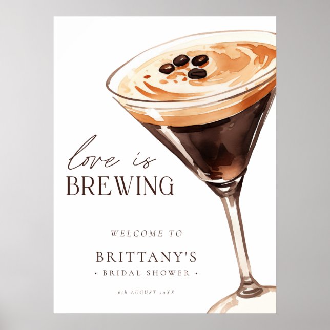Espresso Martini Love is Brewing Bridal Shower Poster (Front)