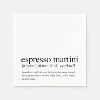 Espresso Martini Modern Quote Black Typography Napkin