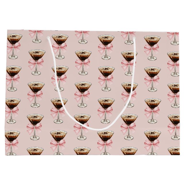 Espresso Martini Pattern Pink Large Gift Bag (Back)