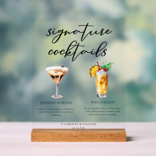 Espresso Martini Pina Colada Sweet Cocktails Acrylic Sign