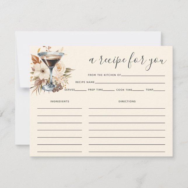 Espresso Martini Recipe Card Bridal Shower (Front)